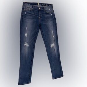 7 For All Mankind Josephina Skinny Boyfriend Distressed Jeans Size 27